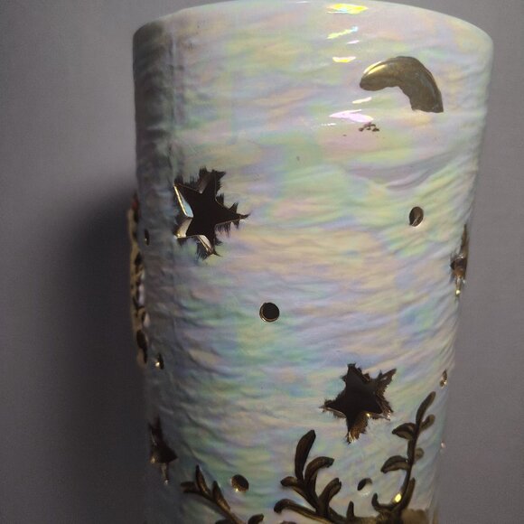 Vintage Atlantic Mold Tall Ceramic Christmas Lamp Santa Sleigh Reindeer 5-Light - Picture 10 of 14